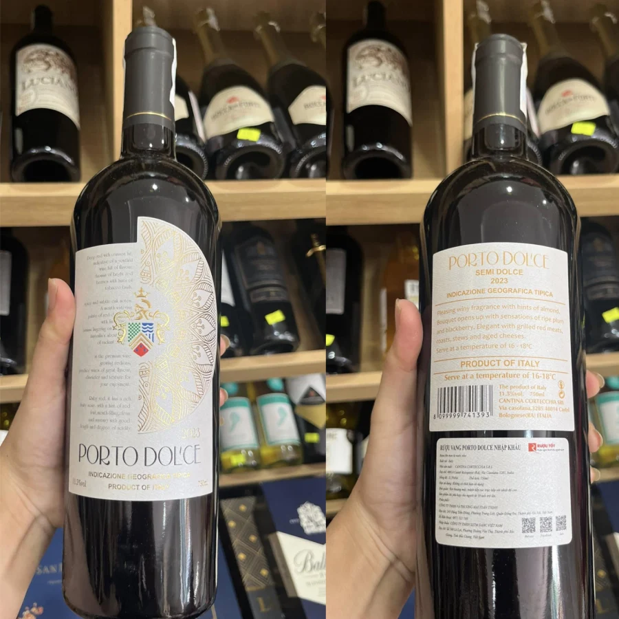 Rượu vang Porto Dol'ce Semi Dolce IGT nhãn trắng
